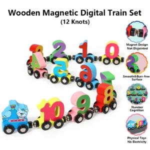 Montessori magnetic wooden train toy set