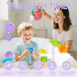 Mom with child washing hair