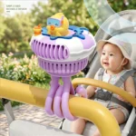 she's enjoying her fan on a hot day in her stroller