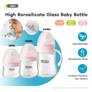Display of the bottles with a child